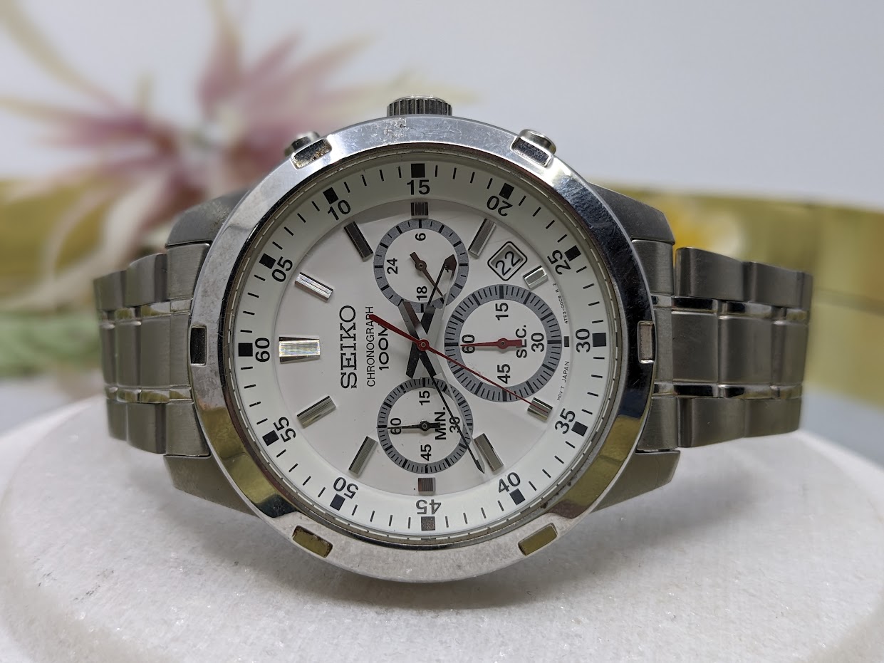 SEIKO CHRONOGRAPH 100M STAINLESS STEEL WATCH