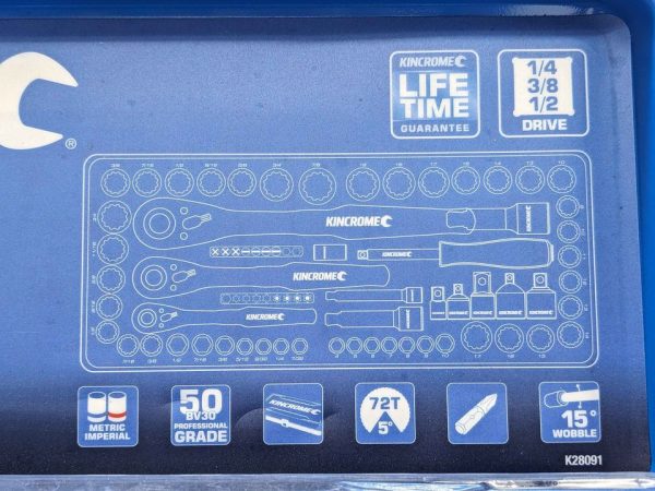 KINCHROME 1/4 3/8 AND 1/2 DRIVE 74 PCE METRIC AND IMPERIAL SOCKET SET - BP287923 - Image 6