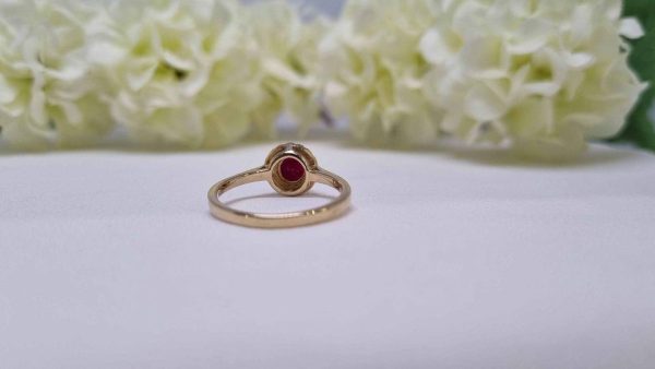 10ct Yellow Gold Ruby and Diamond Halo Ring - Image 6