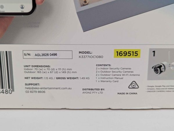 Sealed EKO 4 Pack Indoor/Outdoor WiFi Security Camera Home Security Kit (169515) - BP333366 - Image 4