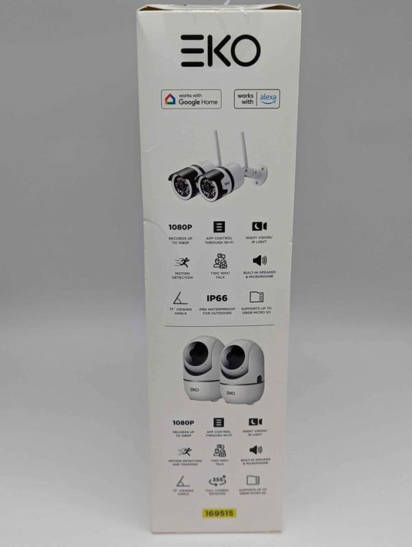 Sealed EKO 4 Pack Indoor/Outdoor WiFi Security Camera Home Security Kit (169515) - BP333366 - Image 2
