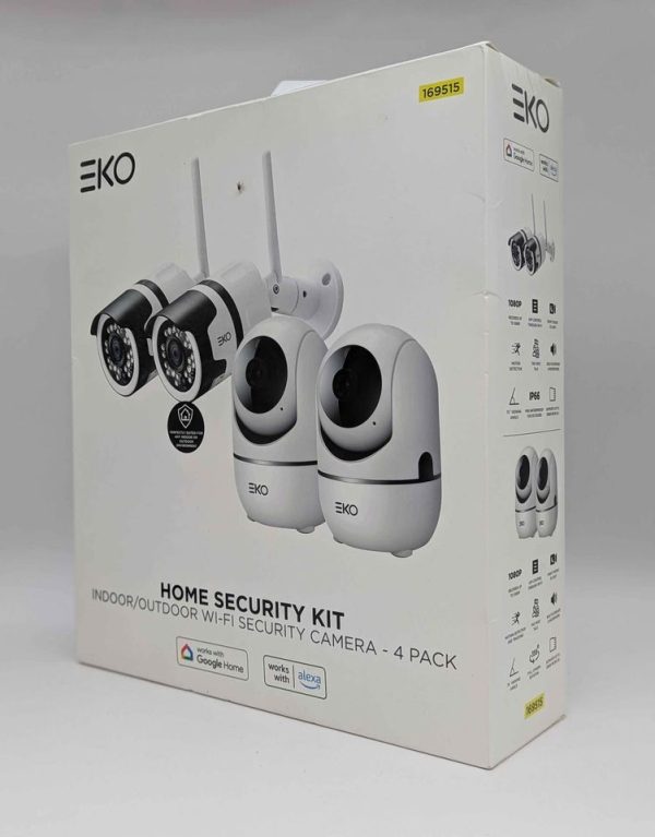 Sealed EKO 4 Pack Indoor/Outdoor WiFi Security Camera Home Security Kit (169515) - BP333366