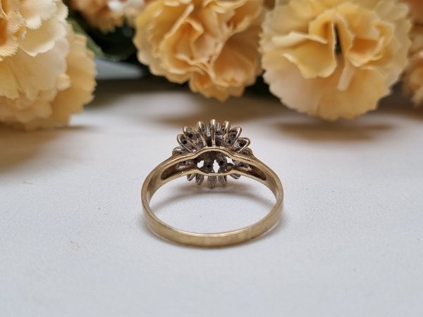 9ct Yellow Gold Flower Halo Diamond Ring TW343981 - Image 3