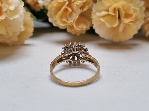 9ct Yellow Gold Flower Halo Diamond Ring TW343981 - Image 7