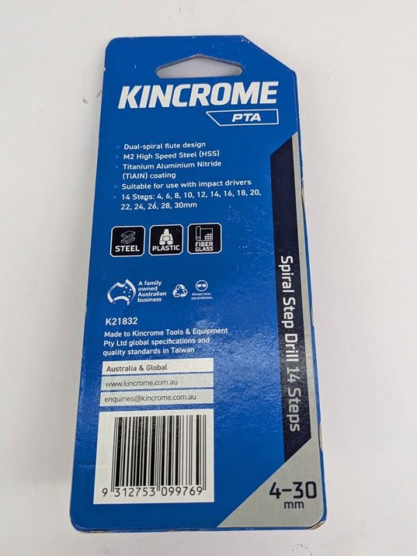 Sealed Kinchrome PTA 4-30mm 1/4 Spiral Step Drill Bit - BP346039 - Image 3