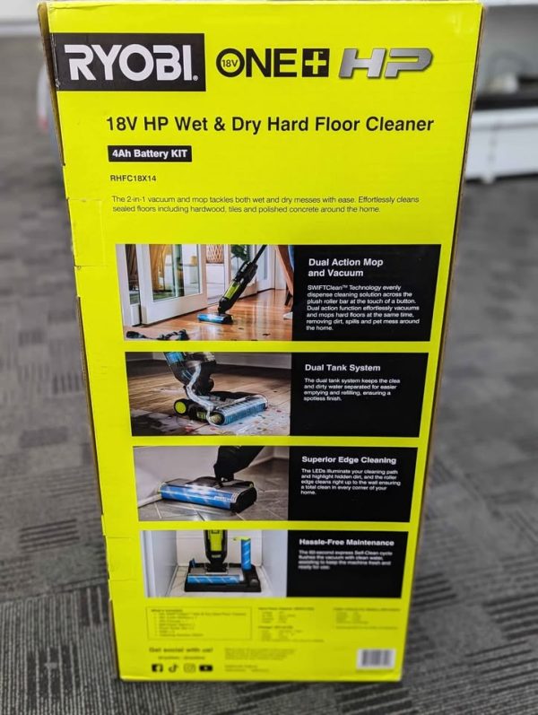 Sealed Ryobi 18V HP Wet & Dry Hard Floor Cleaner 4Ah Battery Kit (RHFC18X14) - BP346772 - Image 11