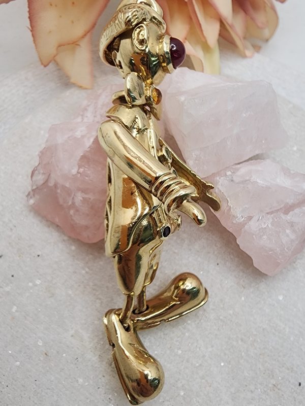 1999 Valuated 9CT Yellow Gold Articulated Clown Pendant - IP309210 - Image 4