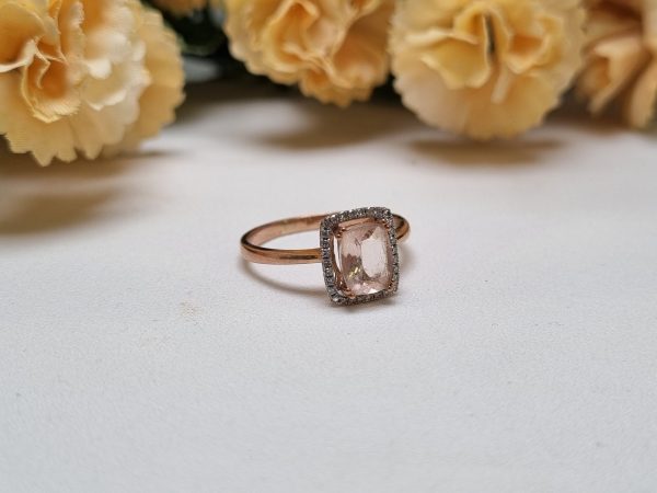 9ct Yellow Gold Pink Stone Halo Ring TW333371 - Image 6