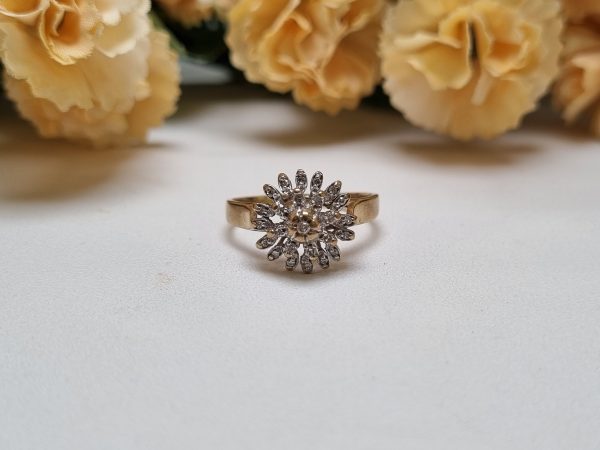 9ct Yellow Gold Flower Halo Diamond Ring TW343981 - Image 2