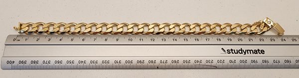 Men's 9CT Yellow Gold Curb Bracelet - IP347960 - Image 5