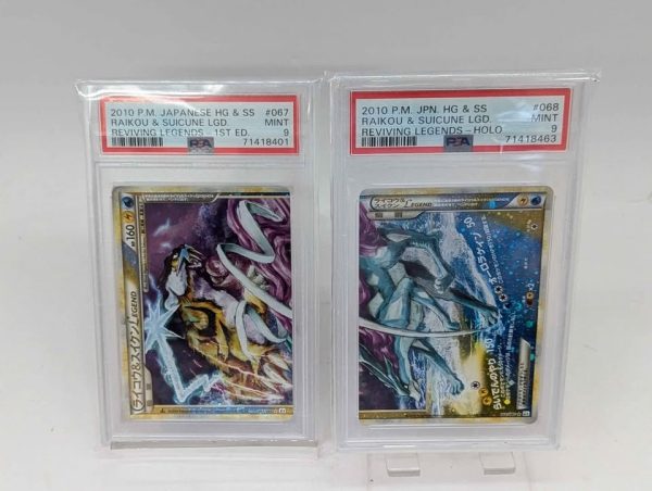 PSA Graded Pokemon 2010 Raikou & Suicune Reviving Legends Cards x 2 (Mint 9) - BP338678