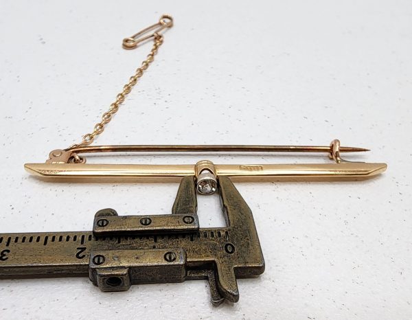 Lady's Antique Yellow Gold bar Brooch with a Diamond IP300358 - Image 8