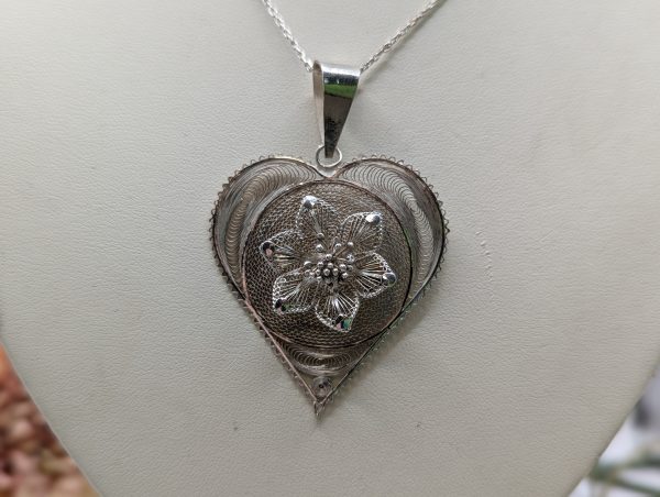 925CT Silver Vintage Heart Pendant Necklace (10.95gms) - BP356405-2 - Image 2