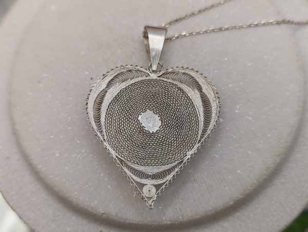 925CT Silver Vintage Heart Pendant Necklace (10.95gms) - BP356405-2 - Image 4