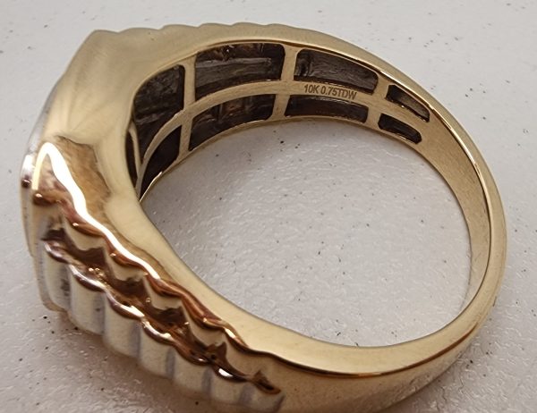 Men's 10CT Yellow and White Gold Diamond Ring - IP343530 - Image 18