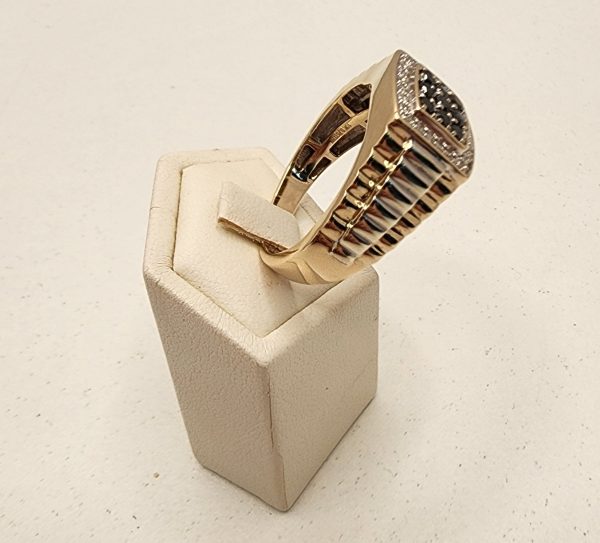 Men's 10CT Yellow and White Gold Diamond Ring - IP343530 - Image 5