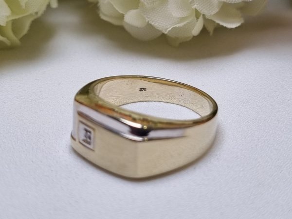 Mens 9ct Yellow Gold Signet Ring TW357599 - Image 9