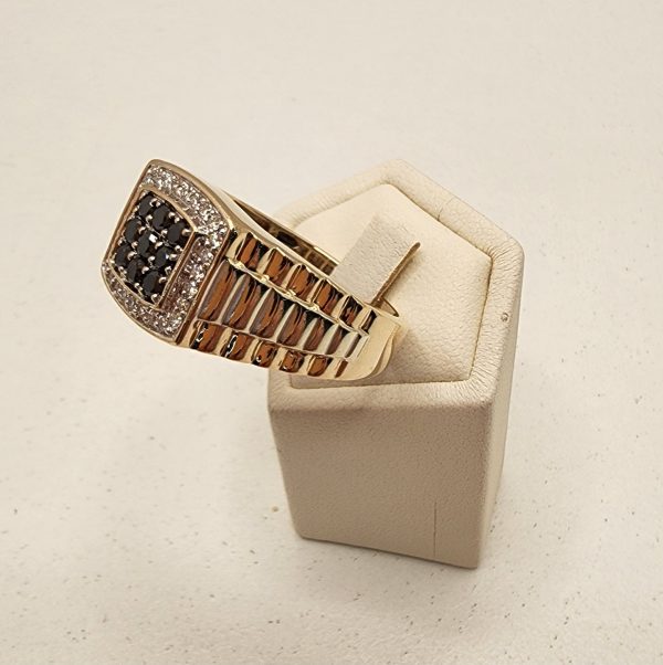 Men's 10CT Yellow and White Gold Diamond Ring - IP343530 - Image 4