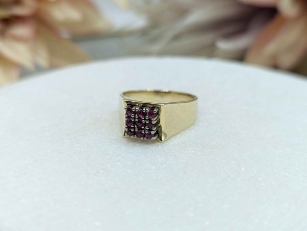 Men's 14CT Yellow Gold Rubellite Signet Style Ring (6.0gms) - BP319875