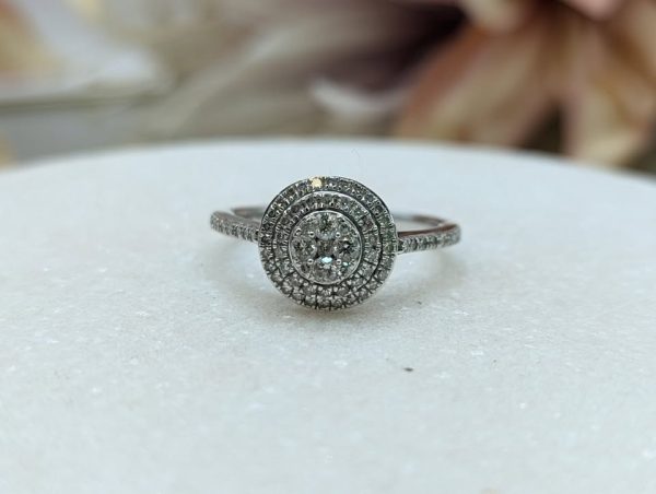 Lady's 9CT White Gold Diamond Halo Set Ring (3.6gms) - BP282387 - Image 2