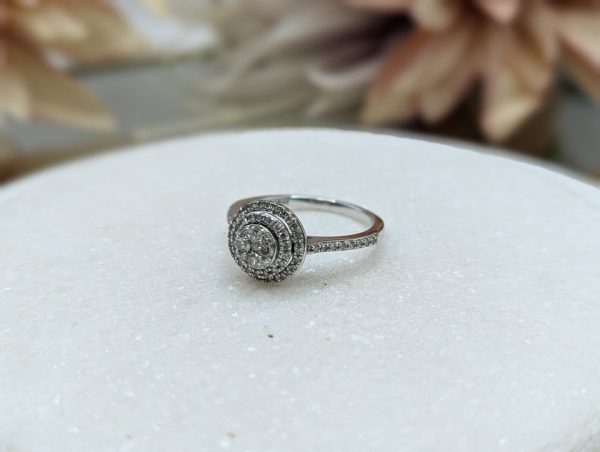 Lady's 9CT White Gold Diamond Halo Set Ring (3.6gms) - BP282387