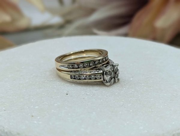 Lady's 9CT Yellow Gold Diamond Illusion Halo Bridal Set (7.9gms) - BP367124 - Image 8