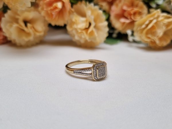 9ct Yellow Gold Square Halo Cluster Ring TW365042 - Image 2