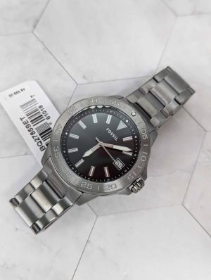 Fossil Bannon Three-Hand Date Smoke Stainless Steel Watch - BP368998