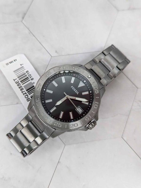 Fossil Bannon Three-Hand Date Smoke Stainless Steel Watch - BP368998