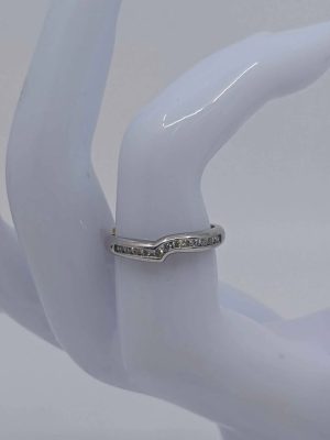 Ladies 18ct White Gold Diamond Contoured Wedding Ring - BL245570