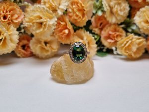 9ct Green Stone Halo Ring TW367191