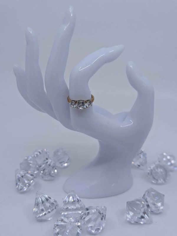 Ladies 9ct Yellow Gold Three Stone Engagement Ring - BL228469 - Image 2