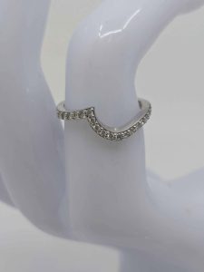 Ladies 18ct White Gold Diamond Contoured Wedding Ring - BL220780