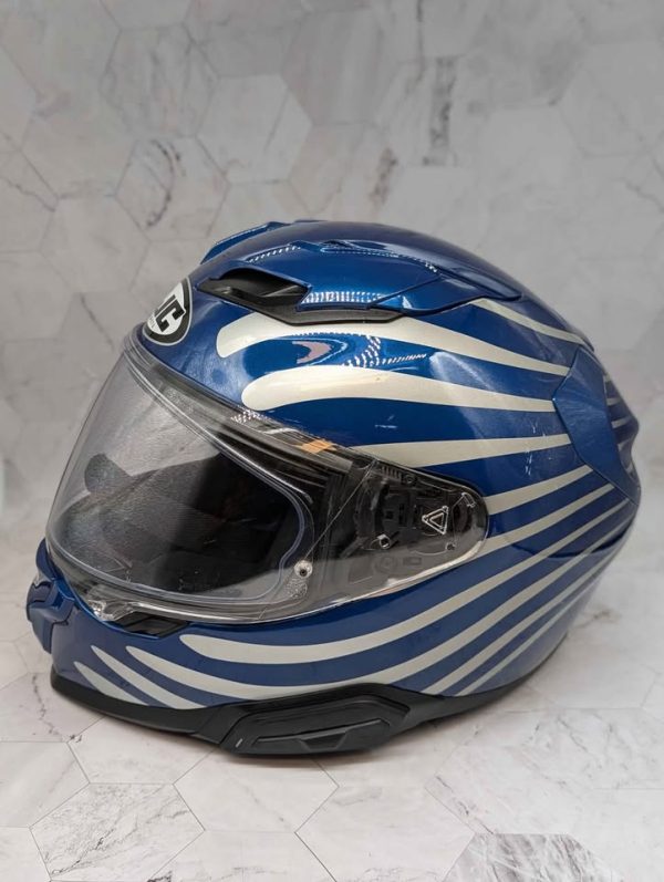 HJC Blue/Silver Motorbike Helmet - BP366624 - Image 3