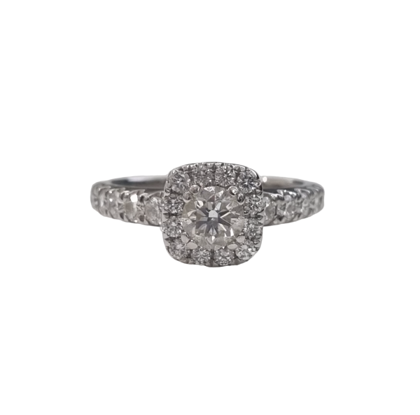 18CT 5.03GMS WHITE GOLD DIAMOND HALO RING SZ. O BL202275 - Image 6