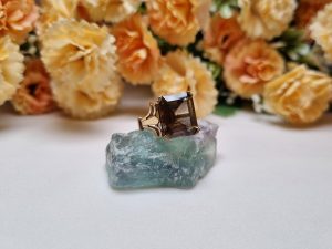 9ct Yellow Gold Champagne Stone Ring TW365081