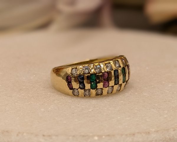 Ladies 14CT Yellow Gold CZ, Ruby, Emerald and Sapphire Dress Ring (3.8gms) - BP323117 - Image 20