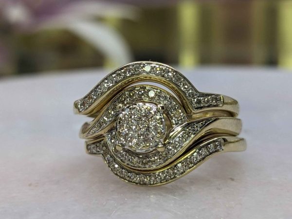 LADIES 9CT YELLOW GOLD DIAMOND BRIDAL SET BL272603 - Image 14
