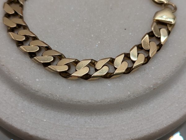 Mens 9CT Yellow Gold Flat Curblink Bracelet (34.5gms) - BP327340 - Image 4