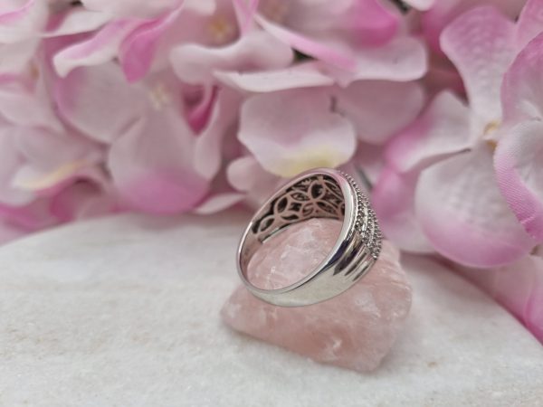 10CT 6.79GMS WHITE GOLD DIAMOND SET 7 ROW DRESS RING SZ. W.5 BL250979 - Image 10