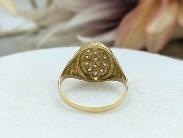 Men's 18CT Yellow Gold Clear Stone Signet Ring (6.8gms) - BP365762 - Image 4