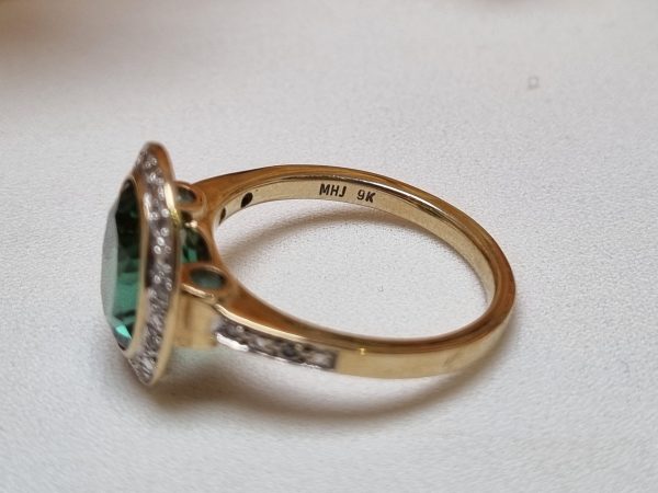 9ct Green Stone Halo Ring TW367191 - Image 7