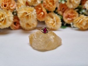 9ct Yellow Gold Red Stone Bypass Ring TW368664