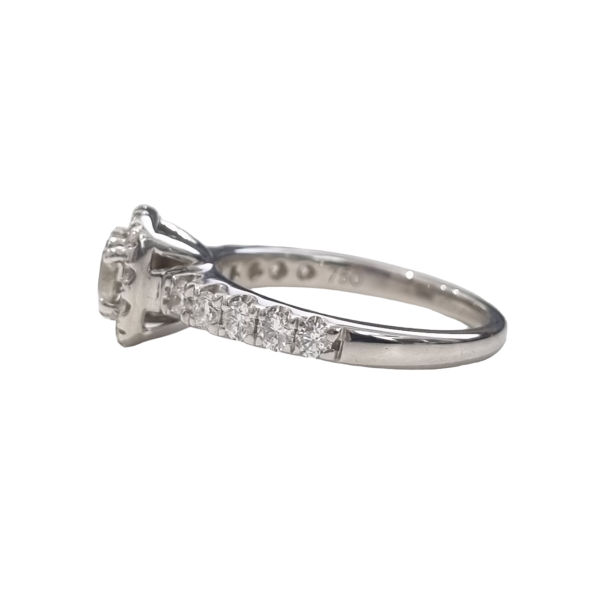 18CT 5.03GMS WHITE GOLD DIAMOND HALO RING SZ. O BL202275 - Image 7