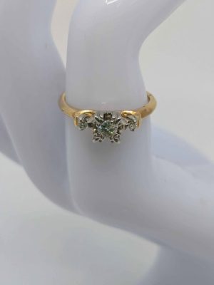 Ladies 18ct Yellow Gold Three Stone Diamond Engagement Ring - BL284860