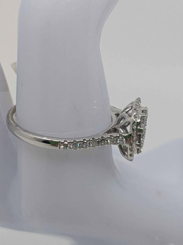 Ladies 10ct White Gold Diamond Halo Ring - BL307154 - Image 7