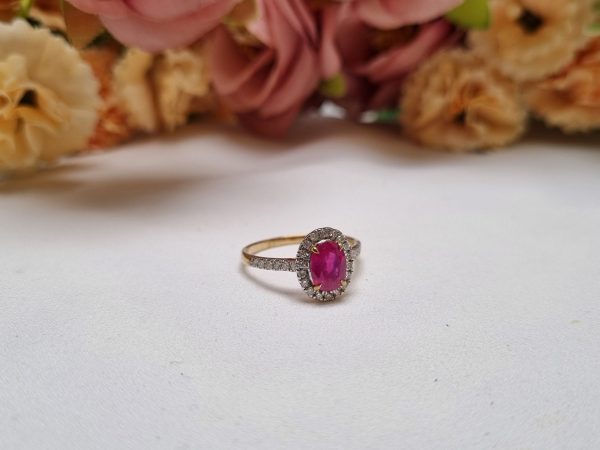 9ct Yellow Gold Sapphire and Diamond Halo Dress Ring TW339478 - Image 12