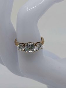 Ladies 9ct Yellow Gold Three Stone Engagement Ring - BL228469