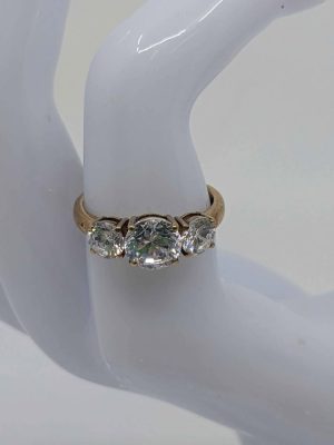 Ladies 9ct Yellow Gold Three Stone Engagement Ring - BL228469