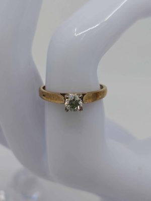 Ladies 9ct Yellow Gold & White Gold Diamond Solitaire Ring - BL241251